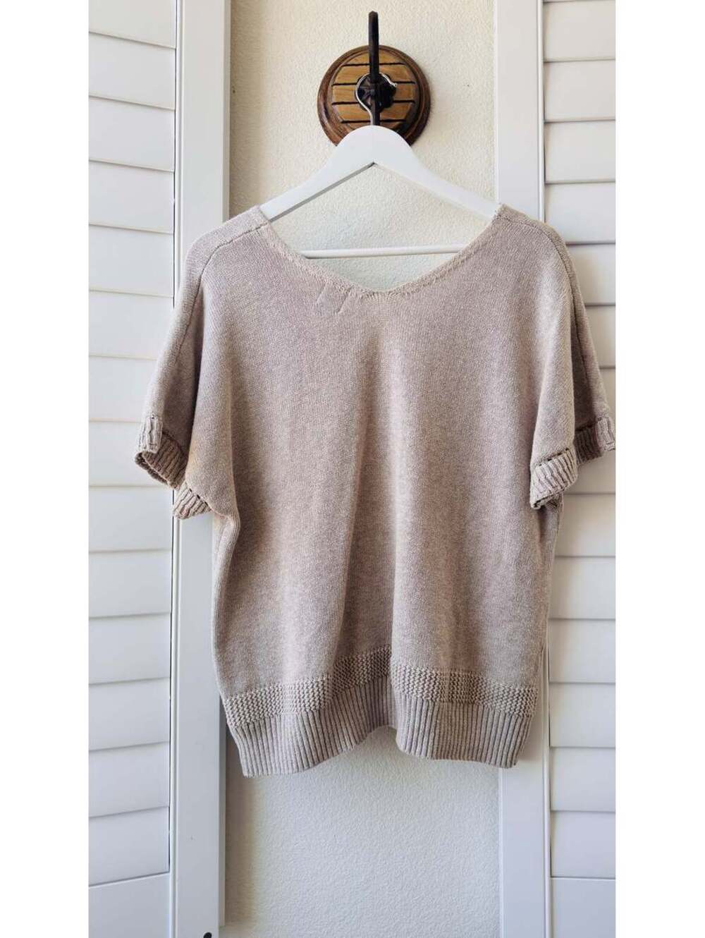 Joie V-Neck Short Sleeve Cotton Knit Sweater Top Size L - Picture 6 of 9